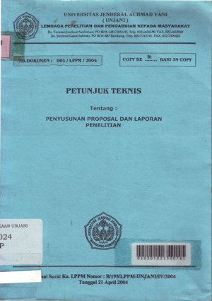 Petunjuk Teknis Tentang : PENYUSUNAN PROPOSAL DAN LAPORAN PENELITIAN